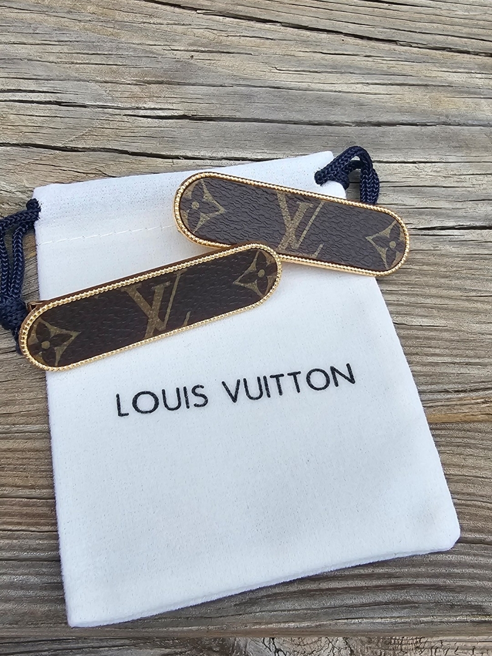Monogram Hair Clips With Dustbag- Upcycled